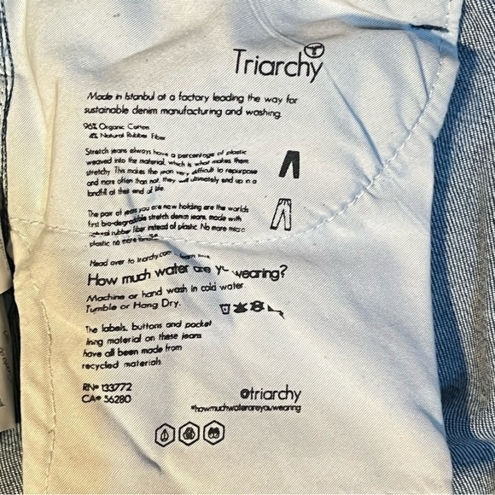 Triarchy V High‎ Rise Straight Leg Blue Jean Women 34x30.5" Zip 5 Pocket - Picture 16 of 16